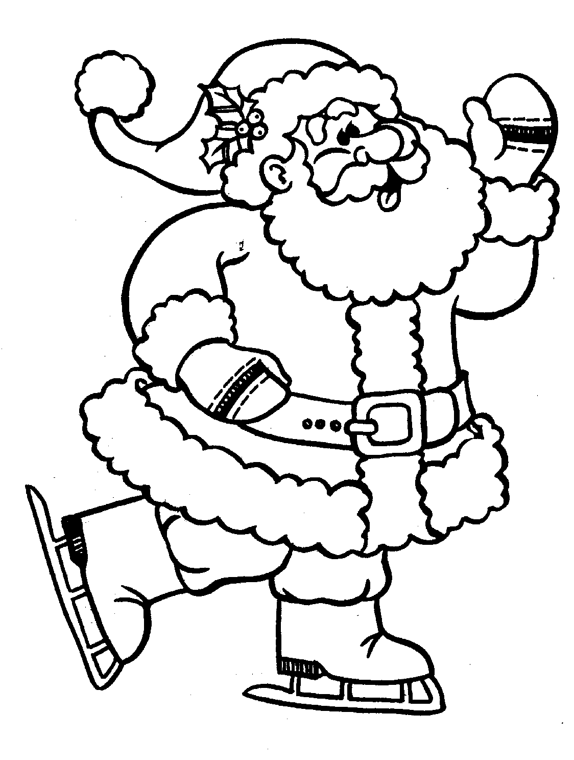 Coloriage père noël patins